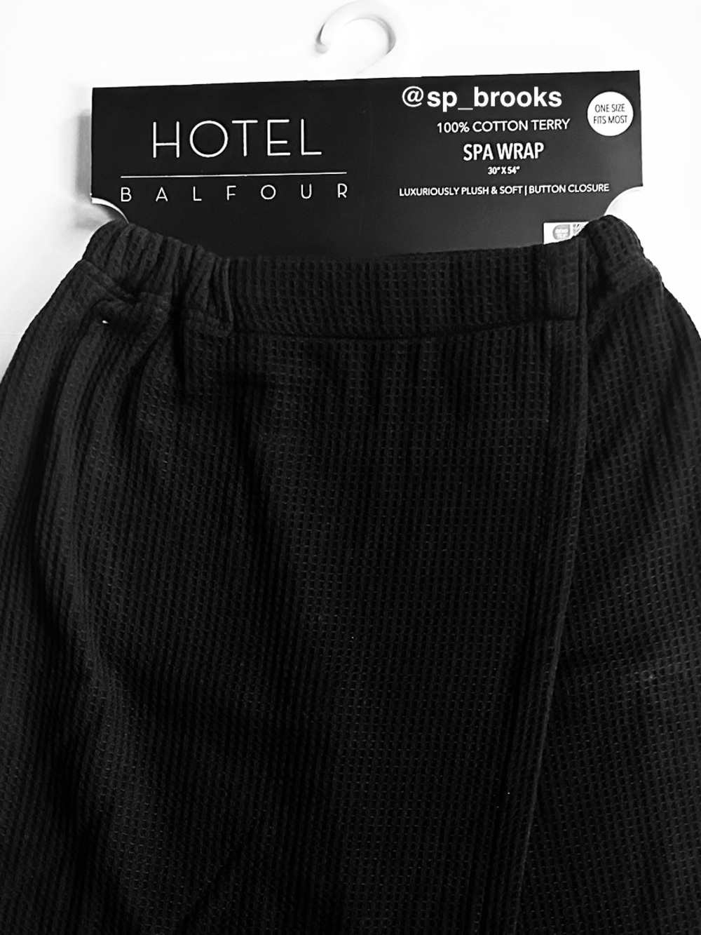 🎁Hotel Balfour Spa Wrap - Black Cotton Waffle Terry Spa Wrap - 30” x 54”